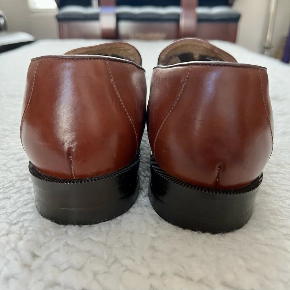 Stuart McGuire Vintage Brown Leather Men’s Slide On Shoes Size 11 D